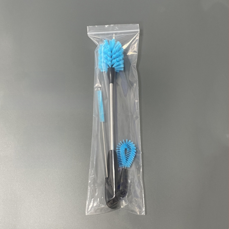 Puodelio šepetėlių rinkinys, 3 dalys, įskaitant dangtelio ir šiaudelio šepetėlius, plastikinis, valymas visuose kampuose