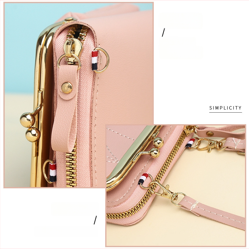 PU kožená taška na mobil s vislým štvorcovým tvarom, zips, vnútorný mincovník, mestský street štýl, pre ženy