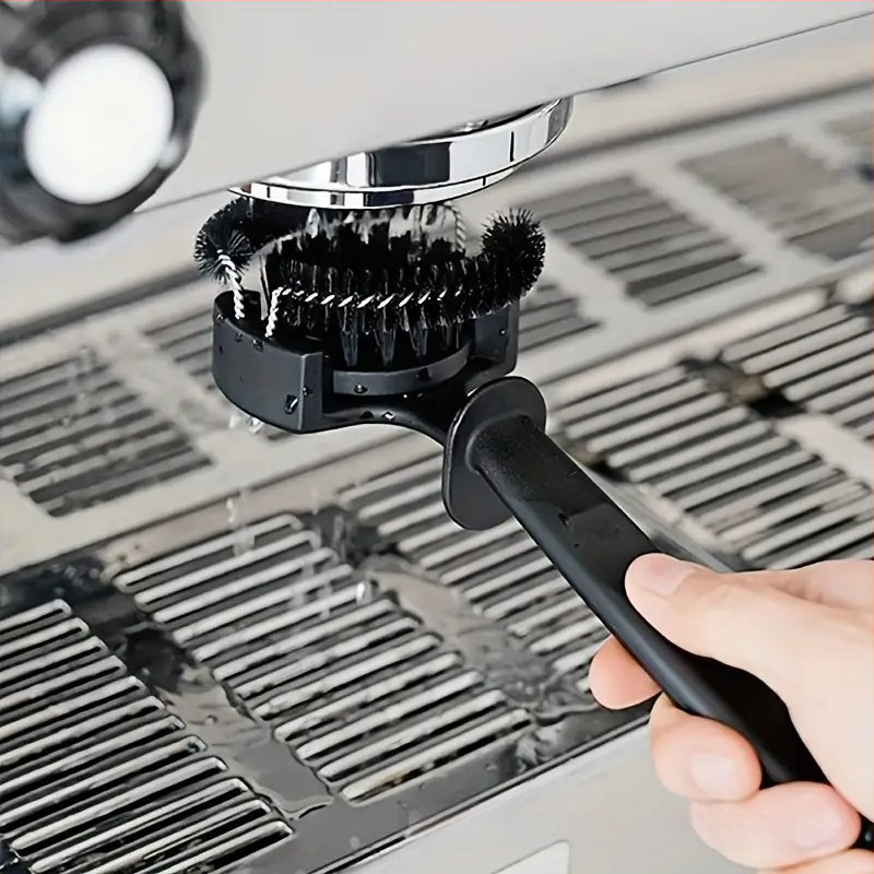 Poloautomatická čistiaca kefka na kávovar s odnímateľnou hlavou a rukoväťou pre espresso stroje
