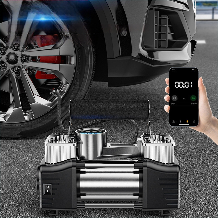 Pārvietojams divcilindru auto riepu piepumpētājs, 12V, 180W, 45 L/min, Digitālais displejs