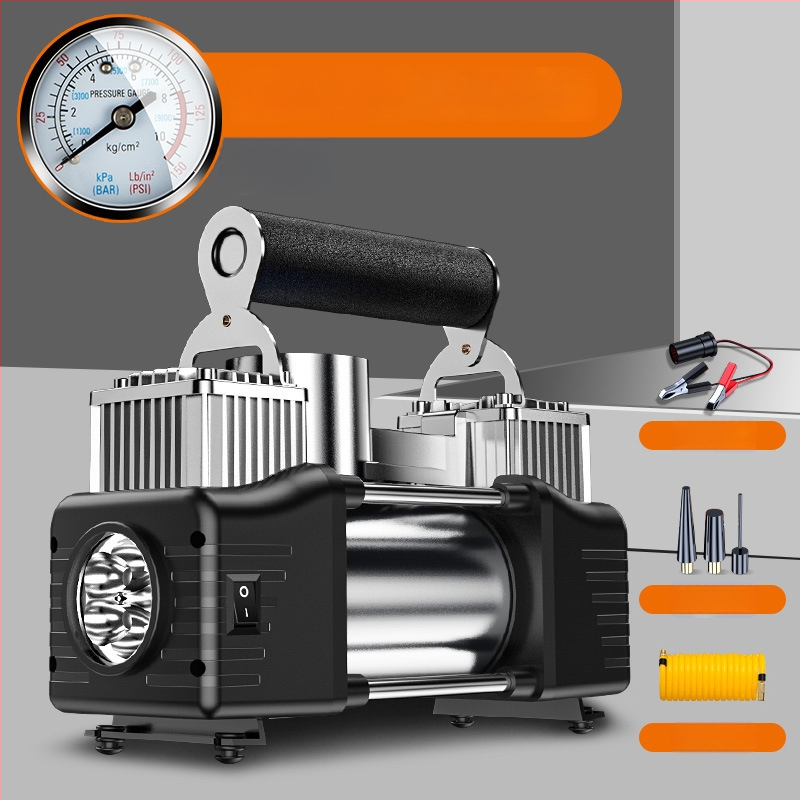 Pārvietojams divcilindru auto riepu piepumpētājs, 12V, 180W, 45 L/min, Digitālais displejs