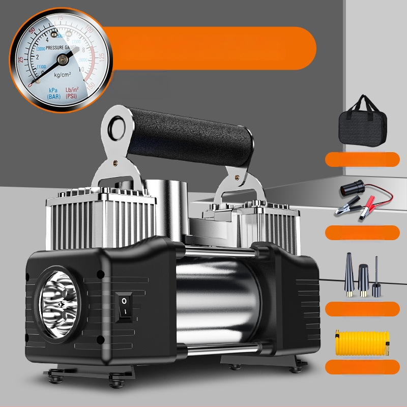 Pārvietojams divcilindru auto riepu piepumpētājs, 12V, 180W, 45 L/min, Digitālais displejs