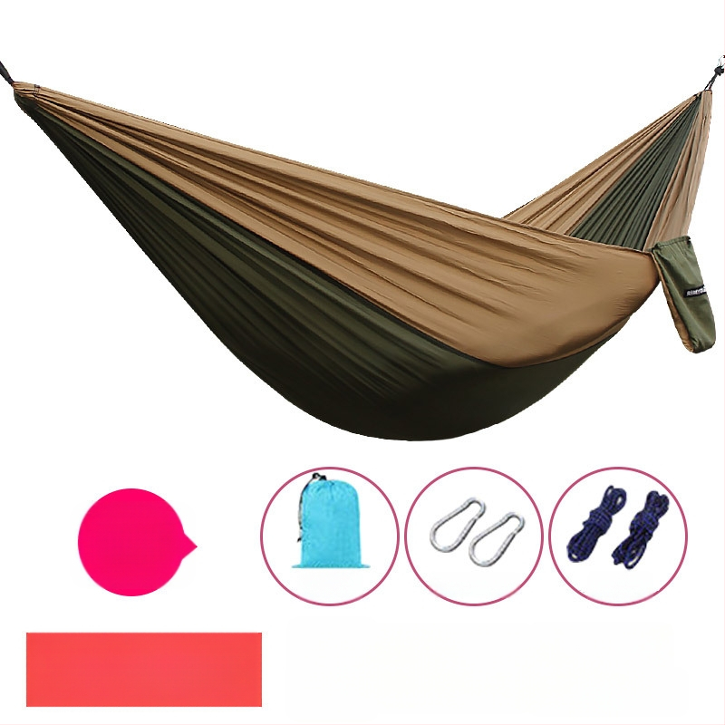 Portatyvinis ultralakus poliesterio hamakas suaugusiems, 200 kg apkrova, 330 g svoris, be laikiklio