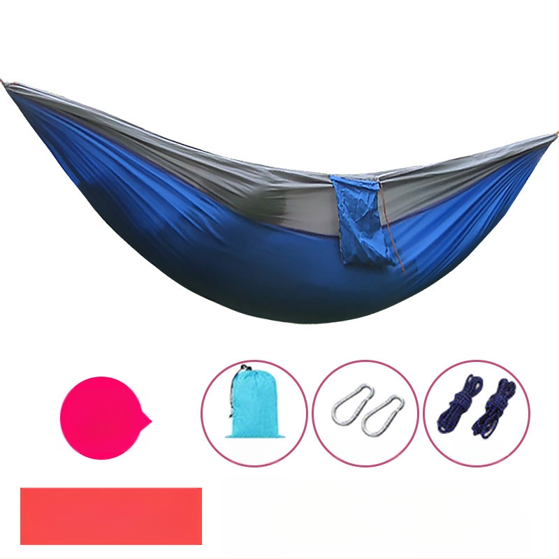 Portatyvinis ultralakus poliesterio hamakas suaugusiems, 200 kg apkrova, 330 g svoris, be laikiklio