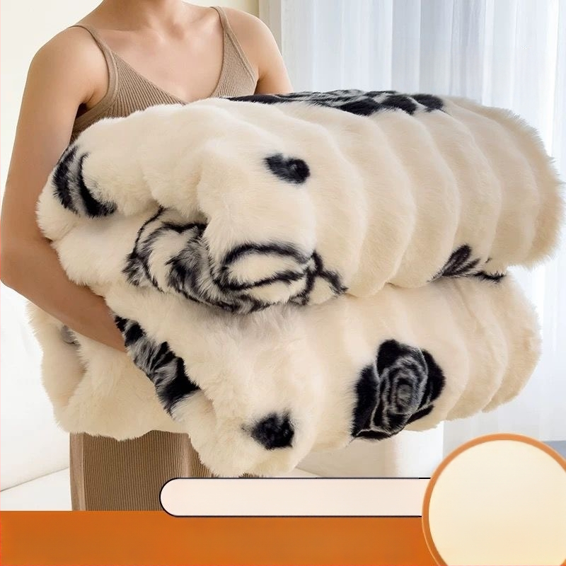 Plyšová deka so zajačím motívom, karikatúrny vzor, 2000 g, vhodná pre všetky ročné obdobia