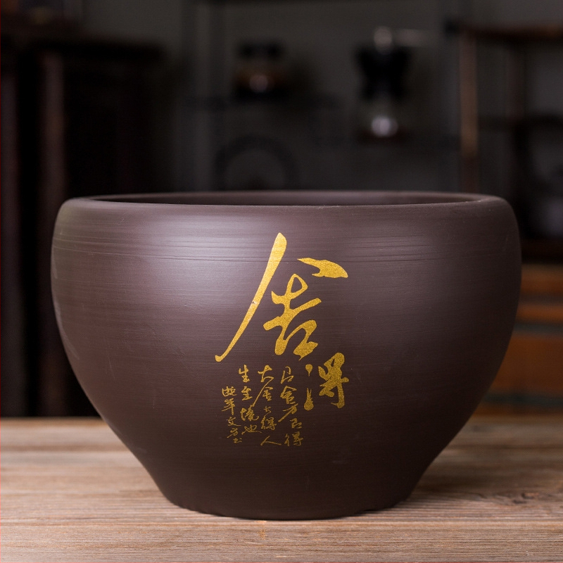 Cheng Xi nádoba na čajové usadeniny z purpurového piesku s vodnou nádržou a čistiacou kefou, nový čínski štýl