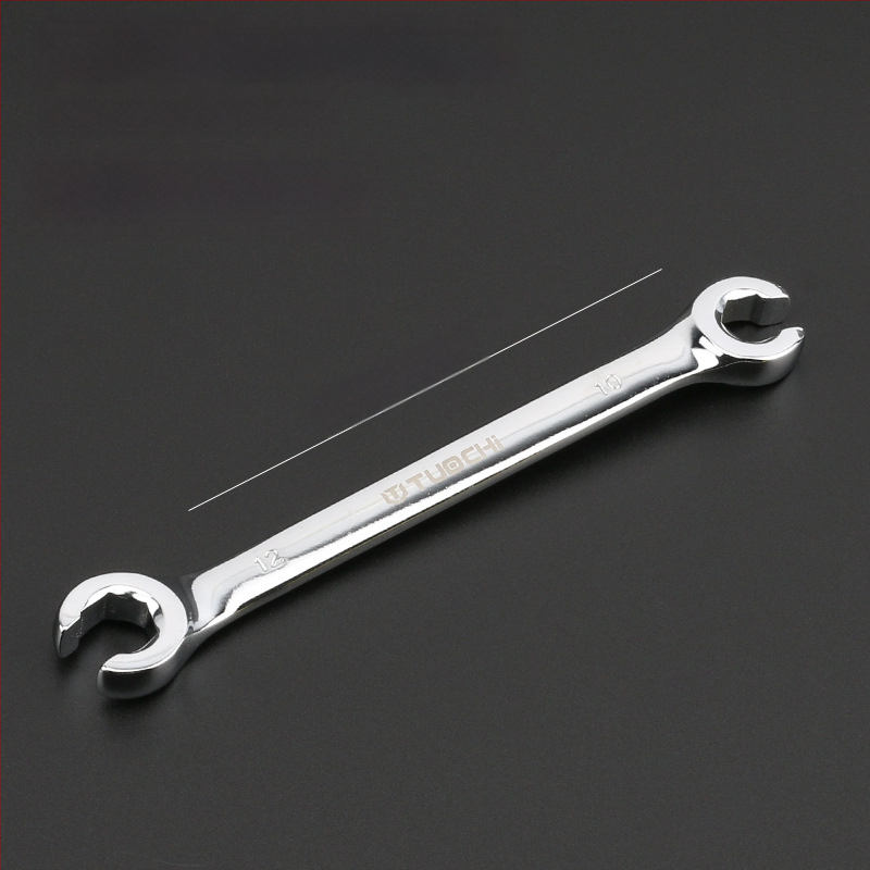 Tuochi Olejový kľúč na rúrky – dvojúčelový, otvorený koniec s hexom, zliatina nikl-železo, leštená chrómová povrchová úprava, 0,5 kg
