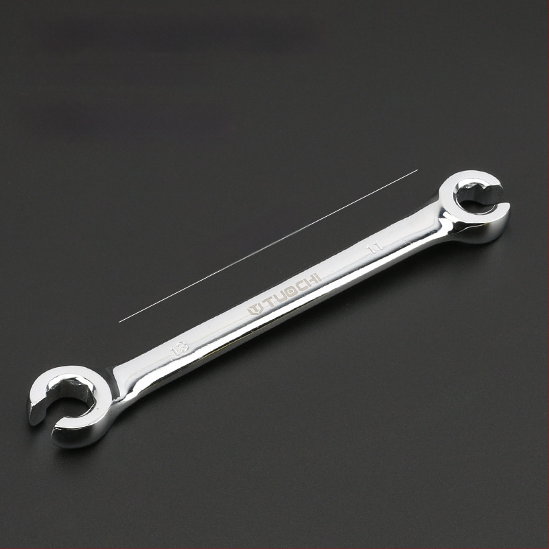 Tuochi Olejový kľúč na rúrky – dvojúčelový, otvorený koniec s hexom, zliatina nikl-železo, leštená chrómová povrchová úprava, 0,5 kg