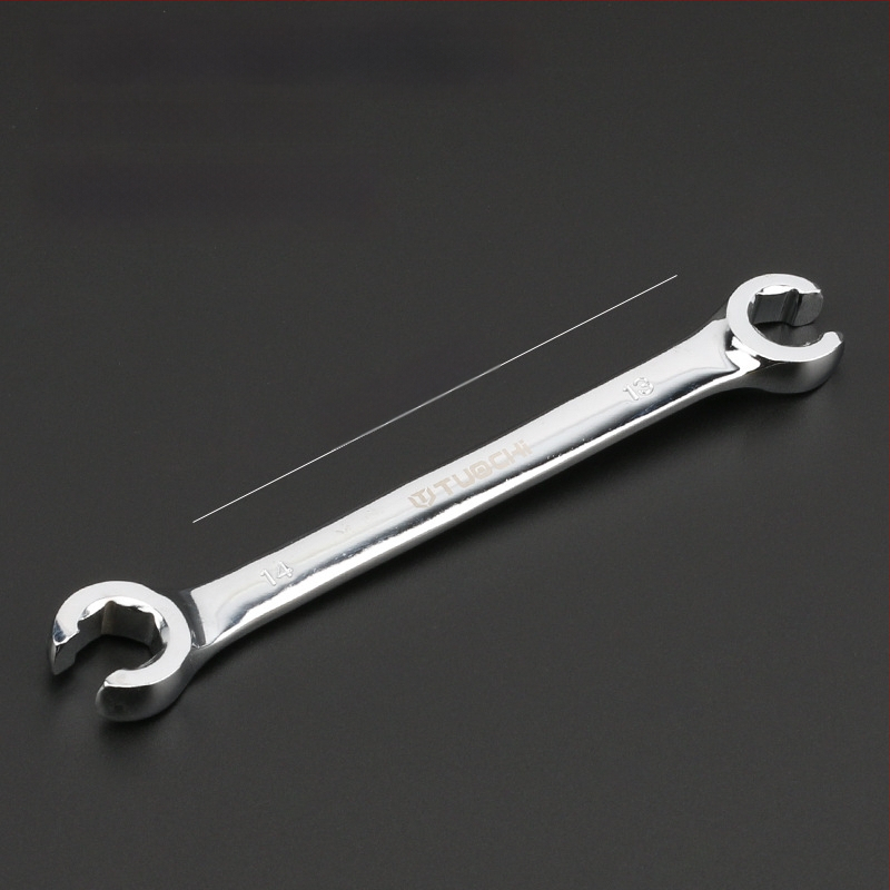 Tuochi Olejový kľúč na rúrky – dvojúčelový, otvorený koniec s hexom, zliatina nikl-železo, leštená chrómová povrchová úprava, 0,5 kg