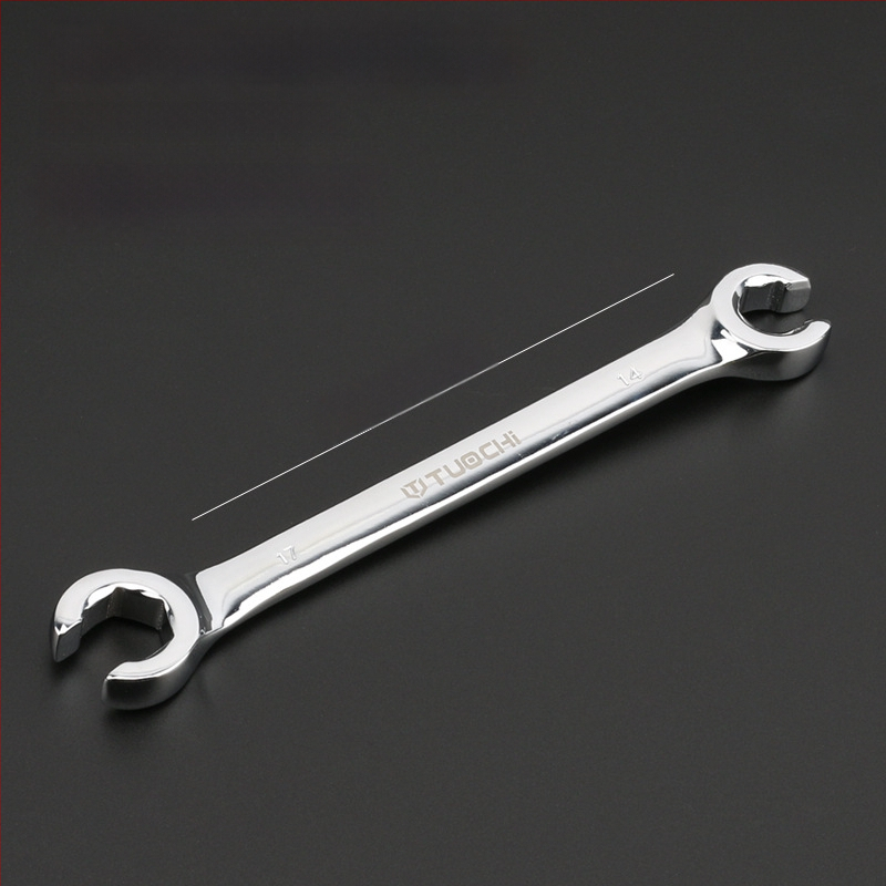 Tuochi Olejový kľúč na rúrky – dvojúčelový, otvorený koniec s hexom, zliatina nikl-železo, leštená chrómová povrchová úprava, 0,5 kg