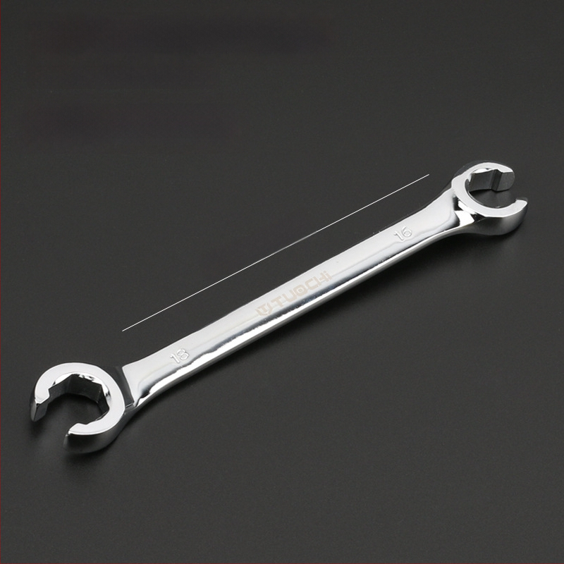 Tuochi Olejový kľúč na rúrky – dvojúčelový, otvorený koniec s hexom, zliatina nikl-železo, leštená chrómová povrchová úprava, 0,5 kg