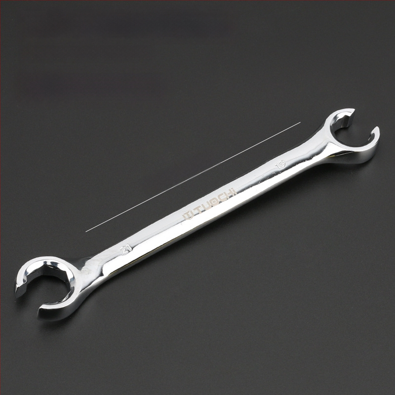 Tuochi Olejový kľúč na rúrky – dvojúčelový, otvorený koniec s hexom, zliatina nikl-železo, leštená chrómová povrchová úprava, 0,5 kg