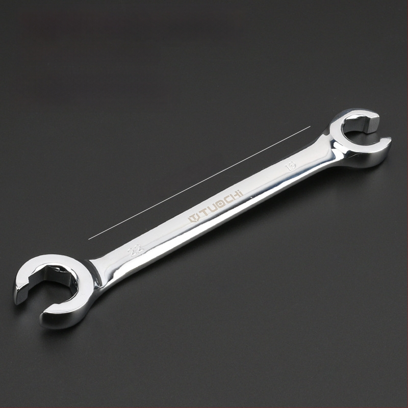 Tuochi Olejový kľúč na rúrky – dvojúčelový, otvorený koniec s hexom, zliatina nikl-železo, leštená chrómová povrchová úprava, 0,5 kg