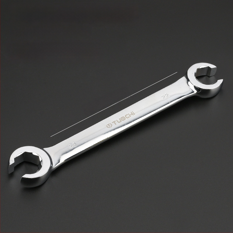 Tuochi Olejový kľúč na rúrky – dvojúčelový, otvorený koniec s hexom, zliatina nikl-železo, leštená chrómová povrchová úprava, 0,5 kg