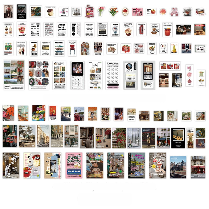 Sada samolepiek do denníka v kórejskom štýle, kolážové umenie v štýle časopisu, ručne vyrobené DIY samolepky, 200 listov