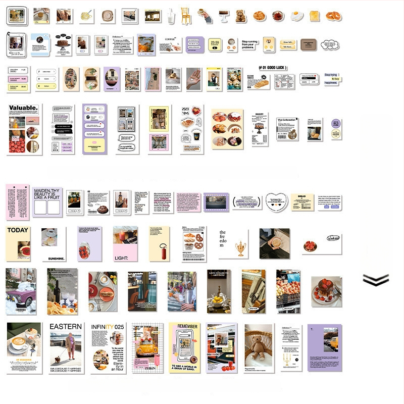 Sada samolepiek do denníka v kórejskom štýle, kolážové umenie v štýle časopisu, ručne vyrobené DIY samolepky, 200 listov