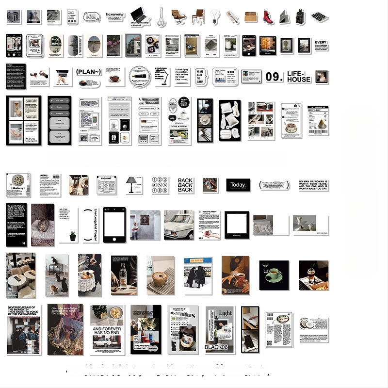Sada samolepiek do denníka v kórejskom štýle, kolážové umenie v štýle časopisu, ručne vyrobené DIY samolepky, 200 listov