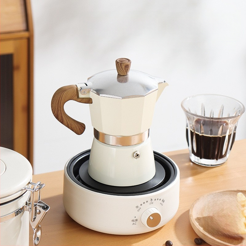 Talianska moka kanvička pre domáce použitie, hliníková zliatina, séria Moka pot, extrakcia kávy, tlač loga k dispozícii