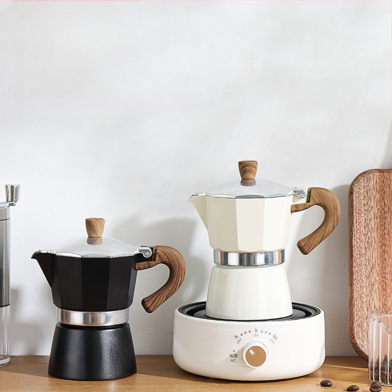 Talianska moka kanvička pre domáce použitie, hliníková zliatina, séria Moka pot, extrakcia kávy, tlač loga k dispozícii