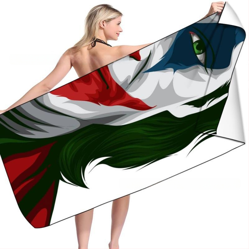 Štvorcová plážová osuška so superhrdinom, mikrovlákno dvojstranné velúr, 200-299 g, 90% polyester, 40s priadza, šitie a tlač, prispôsobiteľné spracovanie