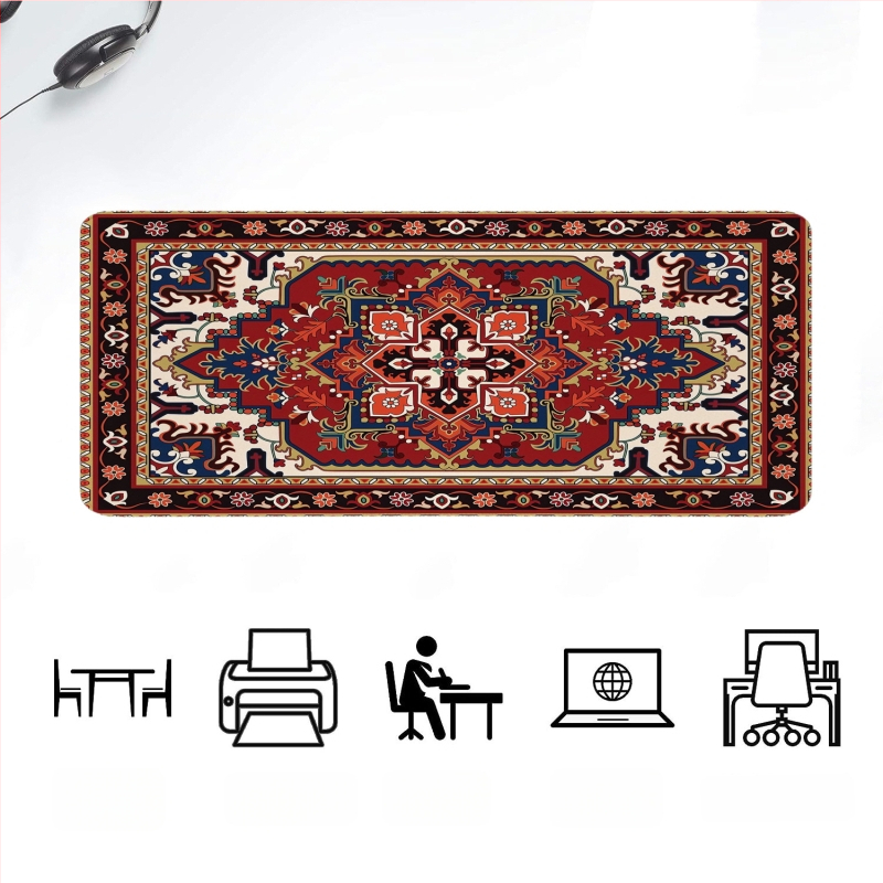 Peles paliktnis ar retro persiešu rakstu, vienpusējs, pretslīdošs, dabīgā gumija, termotransfer druka, ar logotipu drukātu, pielāgošana pieejama