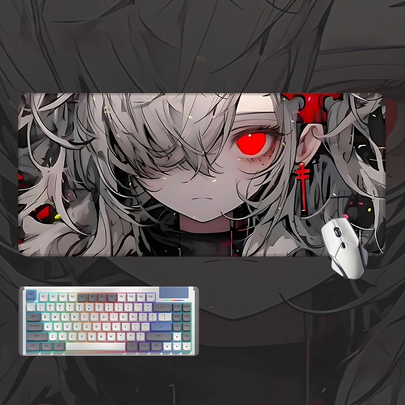 Spēļu galda paliktnis ar anime acs dizainu, anti-slip gumijas un auduma materiāls, rokas atbalsts, termotransferā druka, pielāgota druka