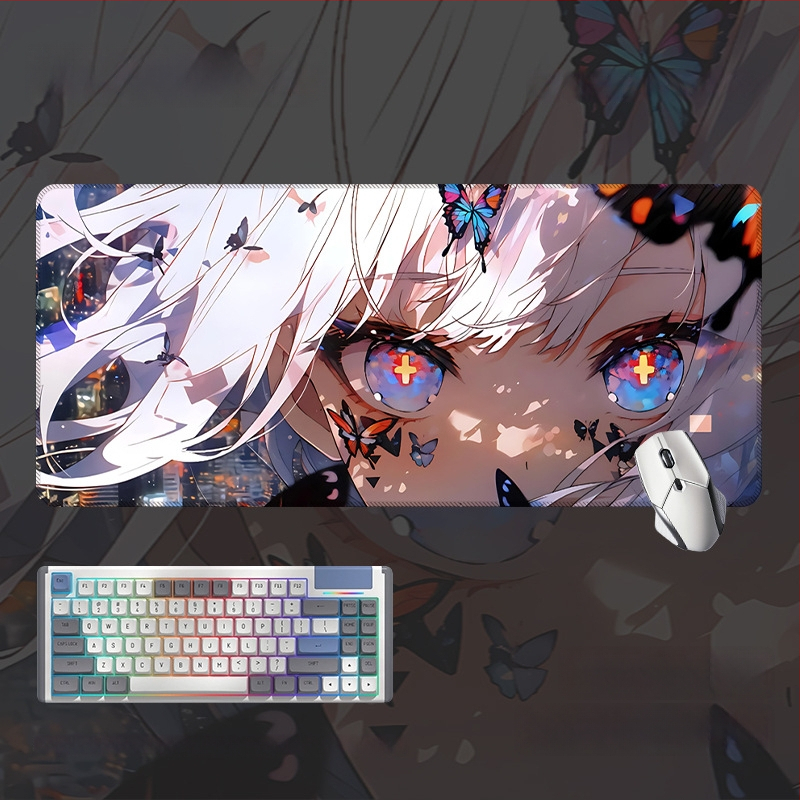 Spēļu galda paliktnis ar anime acs dizainu, anti-slip gumijas un auduma materiāls, rokas atbalsts, termotransferā druka, pielāgota druka