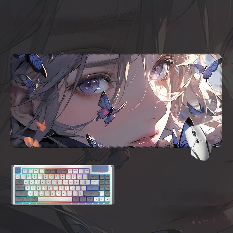 Spēļu galda paliktnis ar anime acs dizainu, anti-slip gumijas un auduma materiāls, rokas atbalsts, termotransferā druka, pielāgota druka