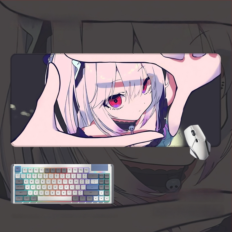 Spēļu galda paliktnis ar anime acs dizainu, anti-slip gumijas un auduma materiāls, rokas atbalsts, termotransferā druka, pielāgota druka