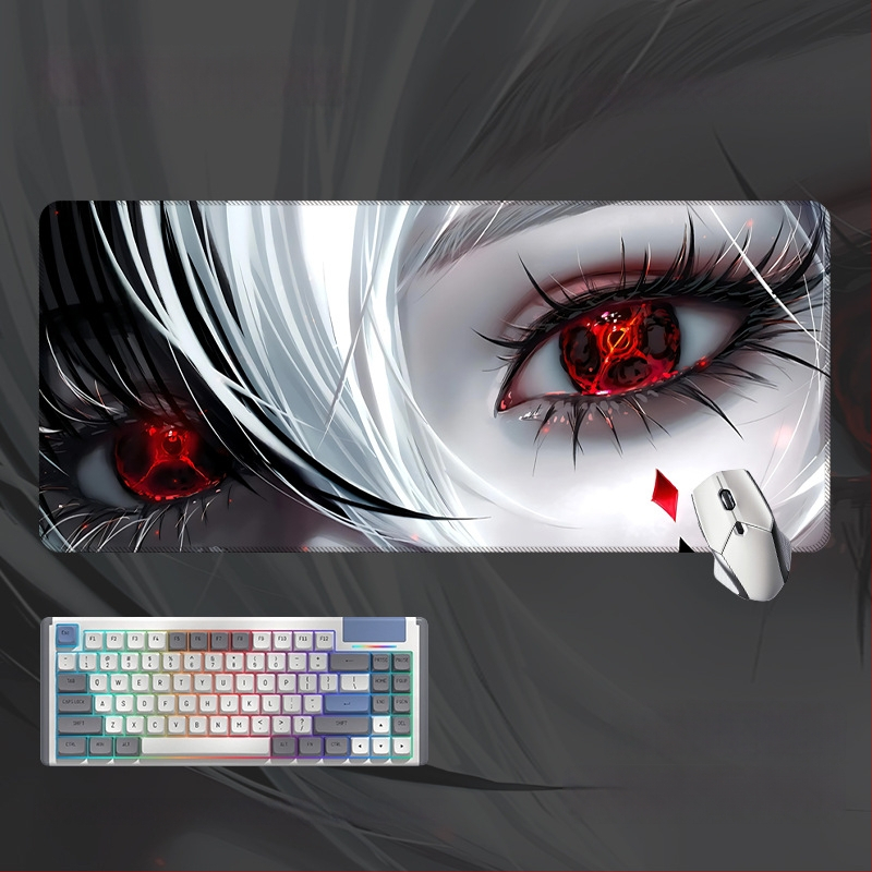 Spēļu galda paliktnis ar anime acs dizainu, anti-slip gumijas un auduma materiāls, rokas atbalsts, termotransferā druka, pielāgota druka