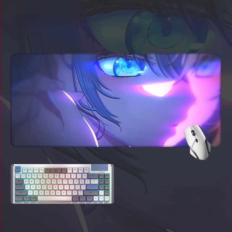 Spēļu galda paliktnis ar anime acs dizainu, anti-slip gumijas un auduma materiāls, rokas atbalsts, termotransferā druka, pielāgota druka