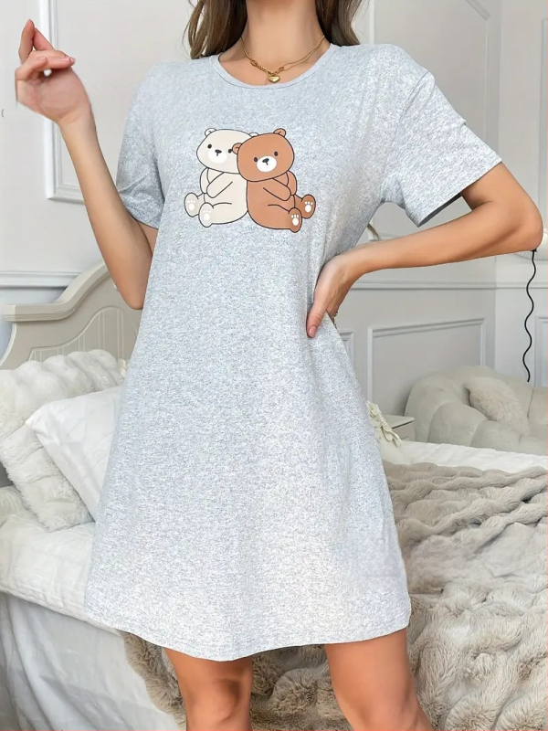 Jednodielne luxusné pyžamové šaty s kruhovým výstrihom, midi dĺžka, 100% polyester.