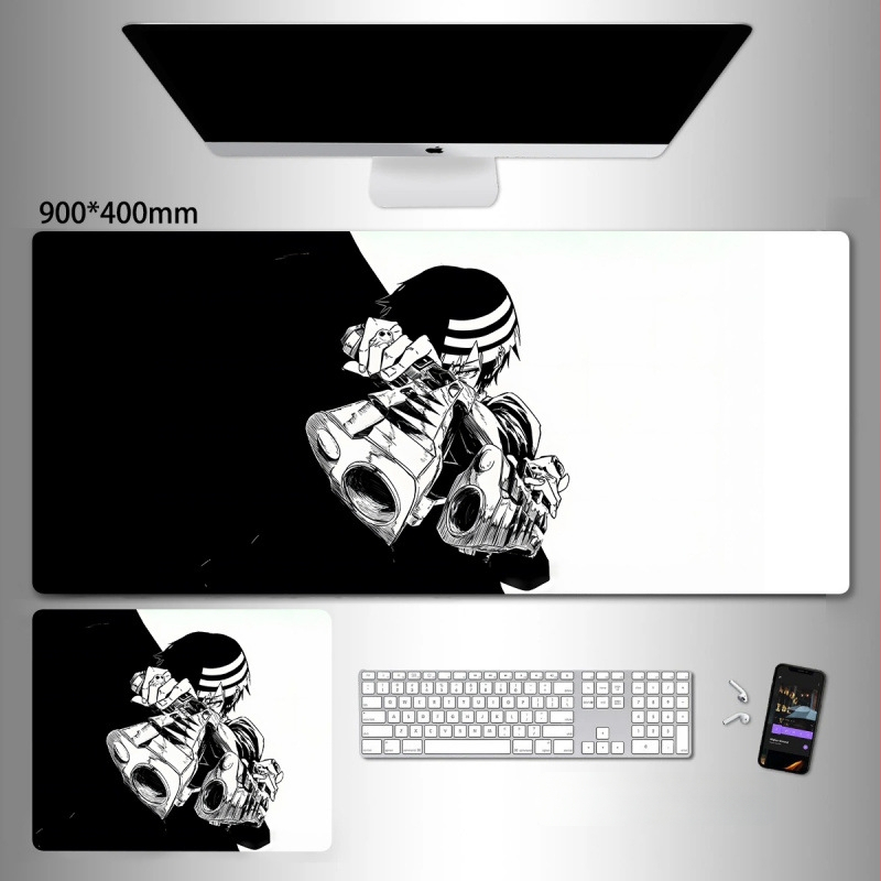 Liels spēļu peles paliktnis ar anime seriāla motīvu un tintes mazgāšanas seno stilā; dabiskā gumija, pretslīdēšana, vienpusējs.