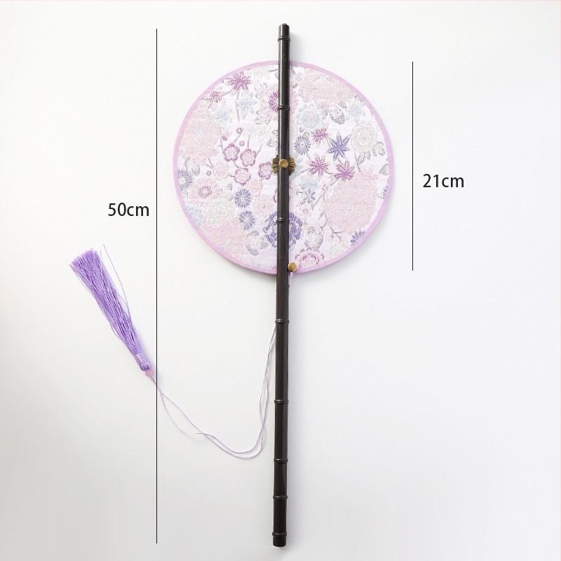 Ķīnas antīkā stila roku vents ar garu rokturi un pušķi, materiāls: audums, zīmols Tane, atsevišķa iepakošana