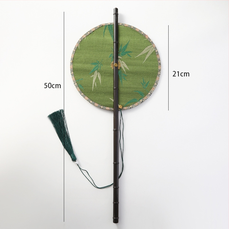 Ķīnas antīkā stila roku vents ar garu rokturi un pušķi, materiāls: audums, zīmols Tane, atsevišķa iepakošana