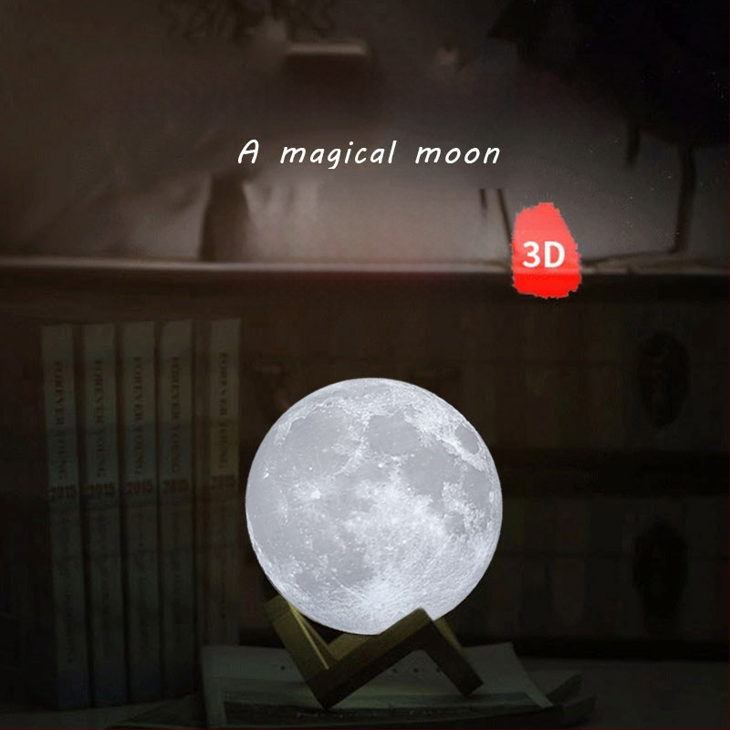 Stolná lampa s magneticky levitujúcim mesiacom, LED, dotykové ovládanie, ABS materiál, 110–220V