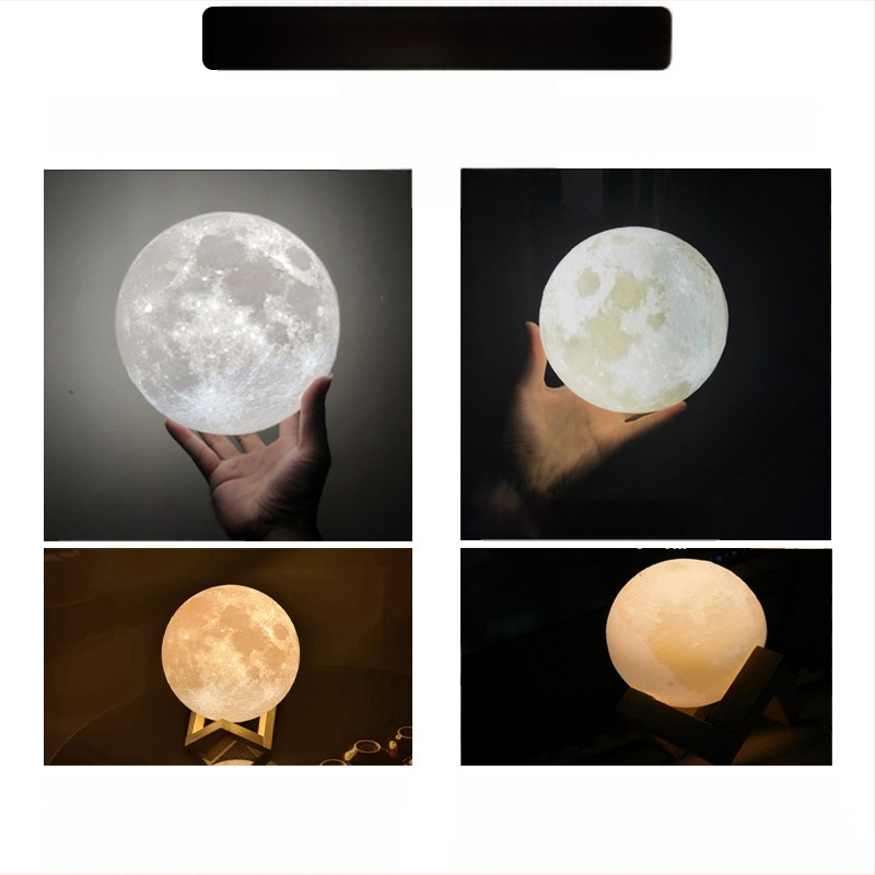 Stolná lampa s magneticky levitujúcim mesiacom, LED, dotykové ovládanie, ABS materiál, 110–220V