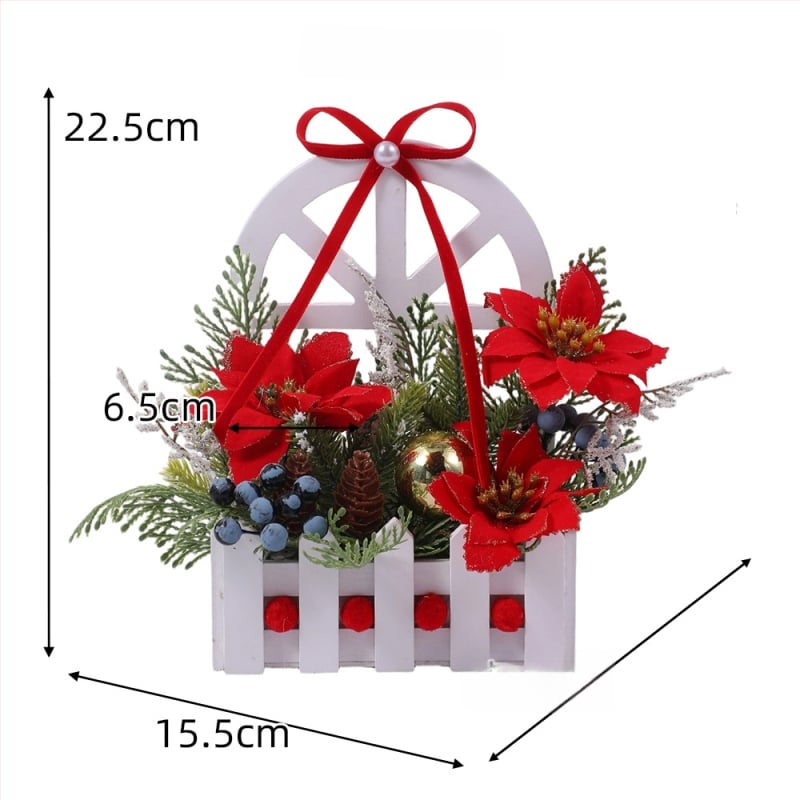 Vianočné stolné ozdoby v pastoraálnom štýle, hodvábne kvety, Ruth's Flower Shop, balenie Opp bag