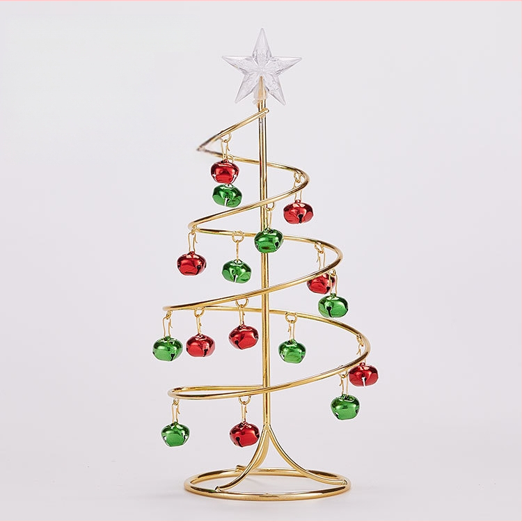 Emma geležinė mini Kalėdų eglutė su varpeliais – staliniam dekorui, imitacinė Kalėdų eglutė