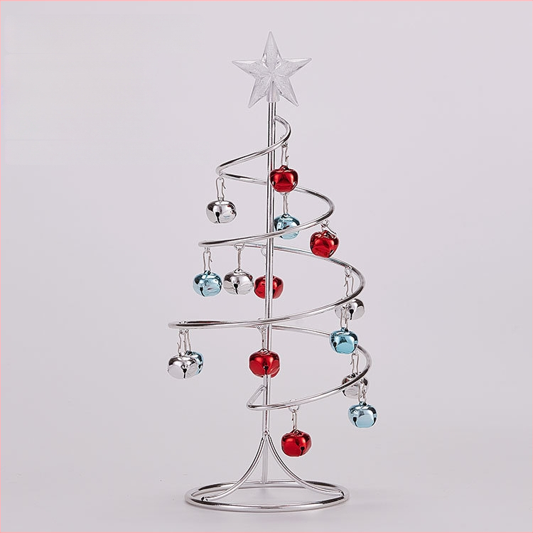 Emma geležinė mini Kalėdų eglutė su varpeliais – staliniam dekorui, imitacinė Kalėdų eglutė