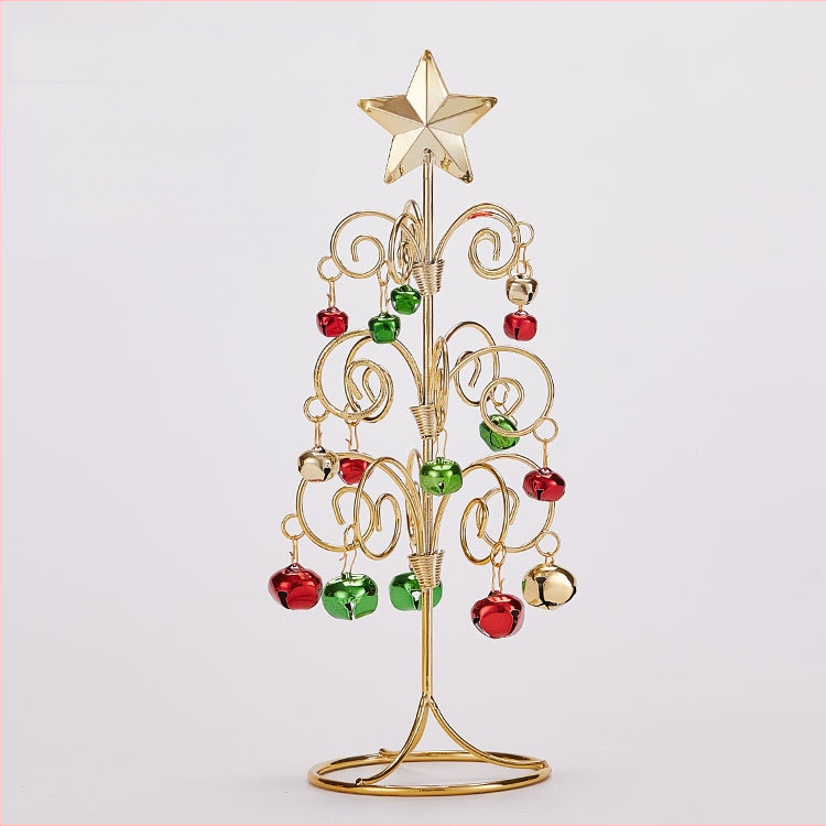 Emma geležinė mini Kalėdų eglutė su varpeliais – staliniam dekorui, imitacinė Kalėdų eglutė