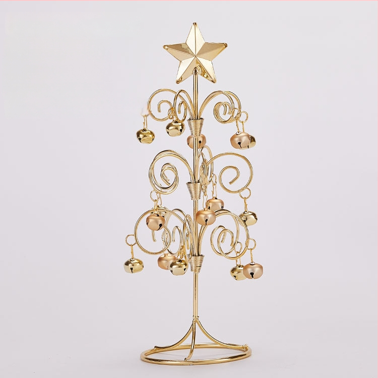 Emma geležinė mini Kalėdų eglutė su varpeliais – staliniam dekorui, imitacinė Kalėdų eglutė