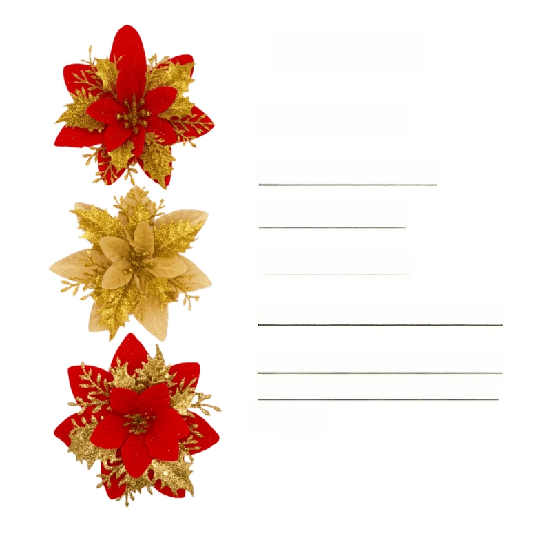 Guanmei Umelá vianočná kytica, hlava a veniec so zlatým práškom — Balenie: kartón; Ručná výroba; Importované: Nie