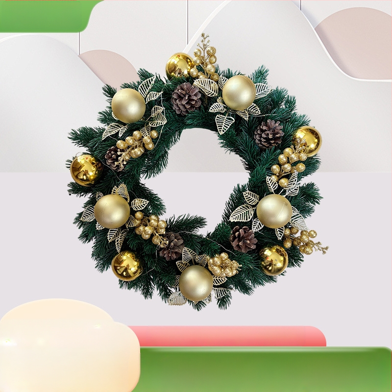 Vianočný veniec - ručne vyrobený, plastový materiál, moderný minimalistický štýl, na vitrínu a na zavesenie na dvere