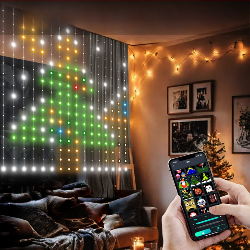 Vnútorné RGB LED závesné svetlá, DIY programovateľné, vianočná dekorácia, E14 zásuvka, stmievateľné, IP44