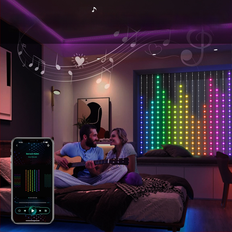 Vnútorné RGB LED závesné svetlá, DIY programovateľné, vianočná dekorácia, E14 zásuvka, stmievateľné, IP44