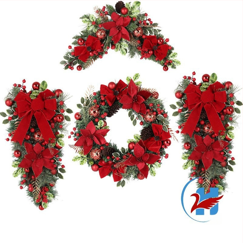 Sada dekorácií veniec so sametovými kvetmi, plastový materiál, zavesenie hore nohami, značka Zonghong