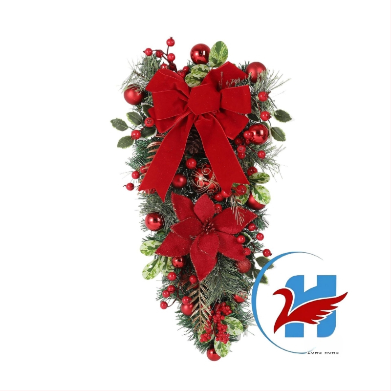 Sada dekorácií veniec so sametovými kvetmi, plastový materiál, zavesenie hore nohami, značka Zonghong