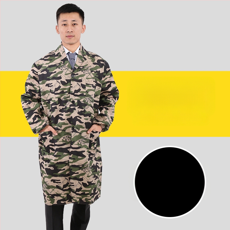 Pánska pracovná bunda s dlhým rukávom, maskovací vzor, štyri sezóny, 100% polyester, zmes chemických vlákien, proti znečisteniu a dekontaminácii