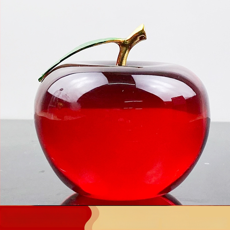 Krištáľová dekorácia do tvaru jablka, moderný štýl, balená v darčekovej krabici, vhodná pre podnikové darčeky